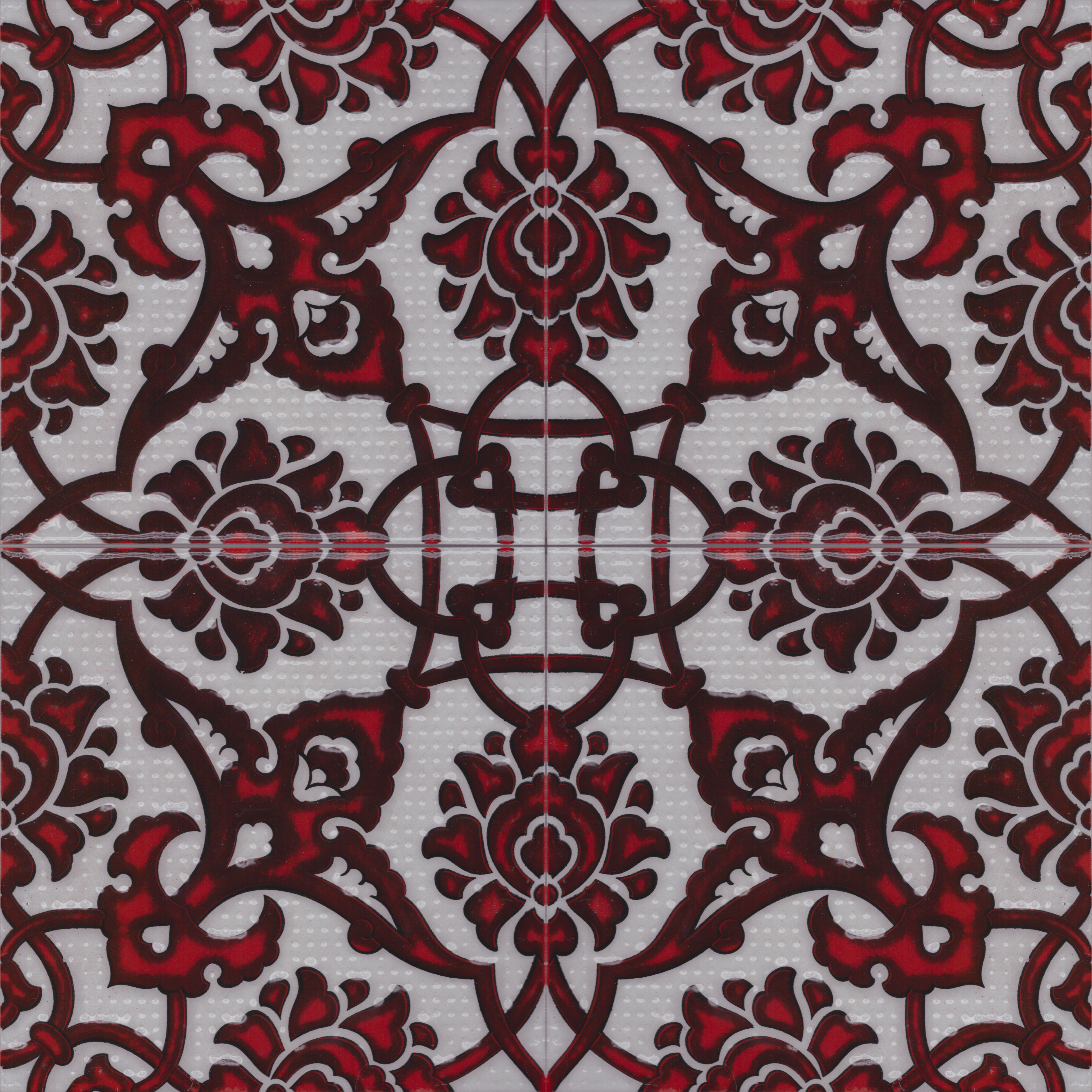 20x20 cm Çini Karo P-83 Kırmızı Siyah